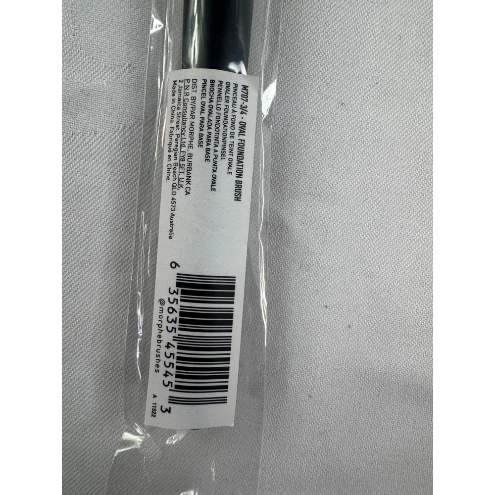 Morphe M707-3/4 Oval Foundation Brush Synthetic Bristles Black Silver New